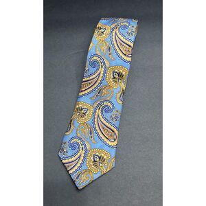 The Red Barn 100% Silk Handmade Tie – Blue, Gold & Purple Paisley – Classic